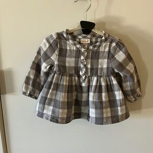Cat & Jack Kids Plaid Blouse in Brown and White